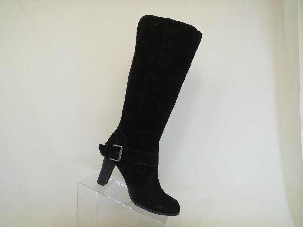 NINE WEST Womens Black Suede Zip Buckle Fashion Knee High Boots Size 7.5 M